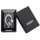 Зажигалка ZIPPO Skull Clock с покрытием Black Matte, латунь/сталь, чёрная, матовая, 38x13x57 мм