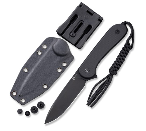 Нож CIVIVI Fixed Blade Elementum D2 Steel Black Stonewash Handle G10 Black