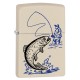 Зажигалка ZIPPO 216 Fishing с покрытием Cream Matte, латунь/сталь, кремовая, матовая, 38x13x57 мм
