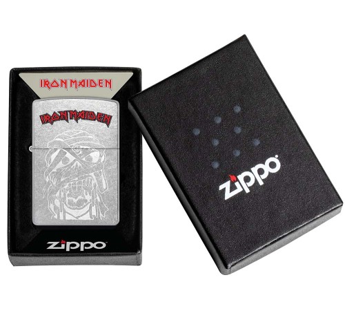 Зажигалка ZIPPO Iron Maiden с покрытием Street Chrome, латунь/сталь, серебристая, 38x13x57 мм
