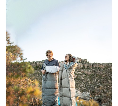 Ультралёгкий спальный мешок Naturehike CNK2350WS023 M300 хлопковый с капюшоном весна осень серый, молния слева