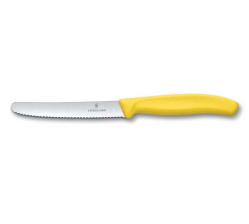 Нож столовый VICTORINOX SwissClassic, лезвие 11 см с волнистой заточкой, жёлтый