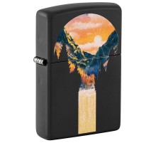 Зажигалка ZIPPO Mountain Waterfall с покрытием Black Light, латунь/сталь, черная,матовая 38x13x57 мм