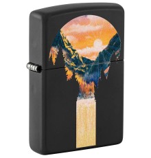Зажигалка ZIPPO Mountain Waterfall с покрытием Black Light, латунь/сталь, черная,матовая 38x13x57 мм