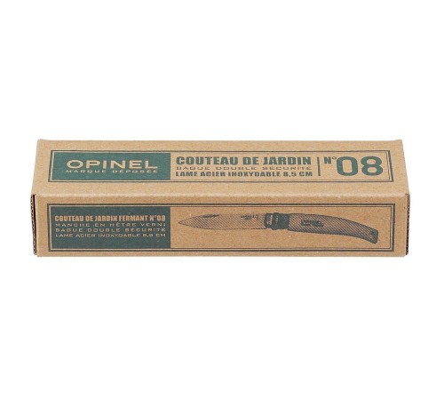 Нож Opinel №8 садовый, нержавеющая сталь, коробка, 133080