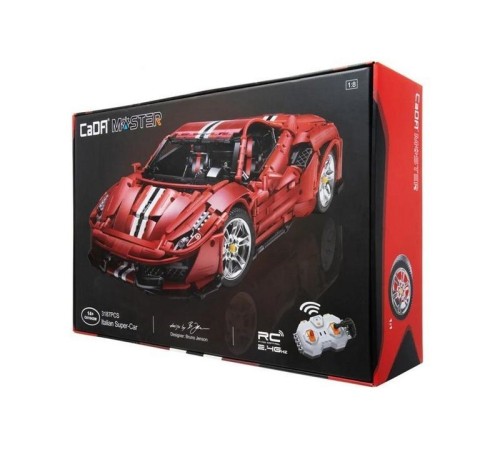 Радиоуправляемый конструктор CaDA MASTER споркар Italian Super Car, красный 1/8 (3187 деталей)