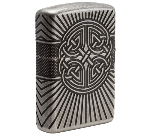 Зажигалка ZIPPO Armor® с покрытием Antique Silver, латунь/сталь, серебристая, матовая, 38x13x57 мм