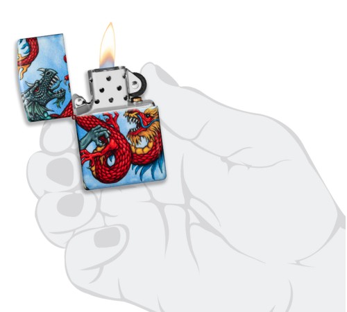Зажигалка Zippo Dragon с покрытием White Matte, латунь/сталь, разноцветная, матовая, 38x13x57 мм