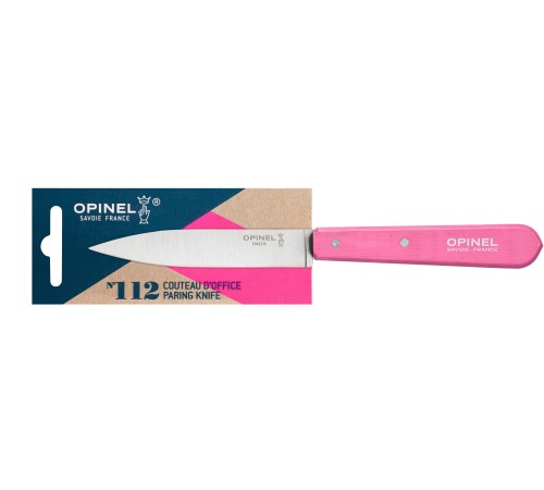 Нож столовый Opinel №112, деревянная рукоять, блистер, нержавеющая сталь, розовый 002035