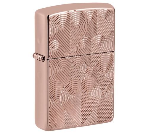 Зажигалка ZIPPO Armor® Hearts с покрытием Rose Gold, латунь/сталь, розовое золото, 38x13x57 мм