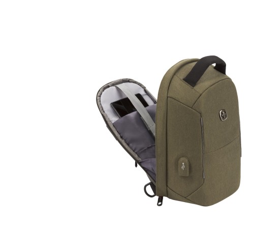 Рюкзак-антивор SWISSGEAR, хаки, Heather 600D, 21 x 12,5 x 34 см, 8,5 л