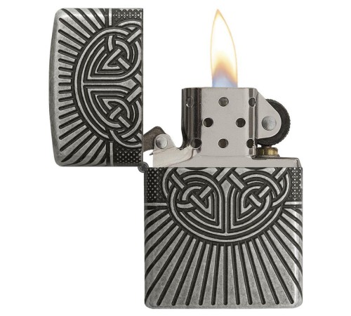 Зажигалка ZIPPO Armor® с покрытием Antique Silver, латунь/сталь, серебристая, матовая, 38x13x57 мм