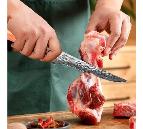 Нож обвалочный из дамасской стали Keemake 6 Inch Boning Knife Blue Sky, синий + бежевый