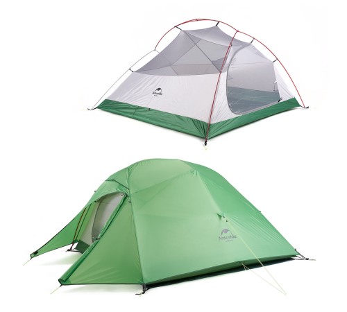 Палатка 3-местная Naturehike сверхлегкая + коврик Сloud up NH18T030-T, 20D , зеленый, 6927595765685