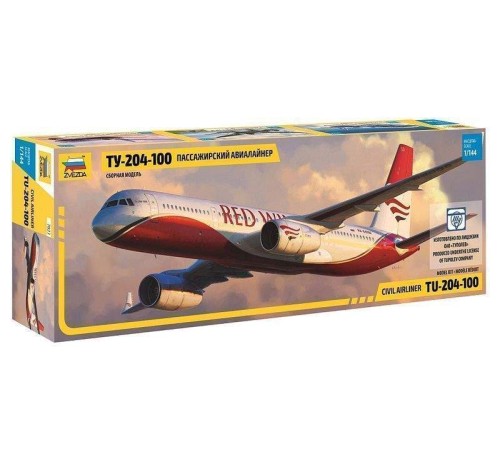 Сборная модель ZVEZDA Пассажирский авиалайнер Ту-204-100, 1/144