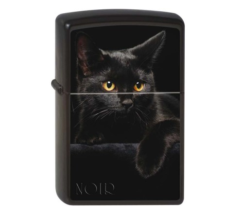 Зажигалка ZIPPO Чёрная кошка, с покрытием Black Matte, латунь/сталь, чёрная, матовая, 38x13x57 мм