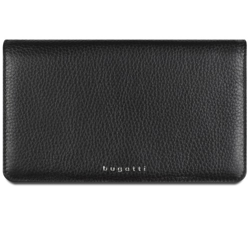 Кошелёк женский BUGATTI Lady Top, чёрный, натуральная воловья кожа, 19,5х2х11,2 см