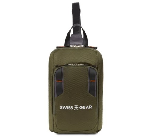 Рюкзак SWISSGEAR с одним плечевым ремнем, зеленый/оранжевый, полиэстер рип-стоп, 18 x 5 x 33 см, 4 л