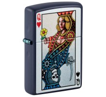 Зажигалка ZIPPO Queen Design с покрытием Navy Matte, латунь/сталь, синяя, матовая, 38x13x57 мм