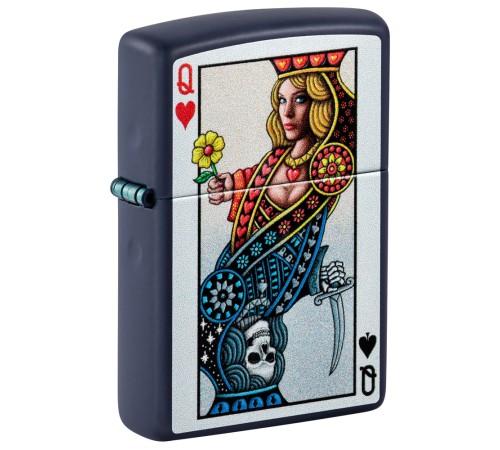 Зажигалка ZIPPO Queen Design с покрытием Navy Matte, латунь/сталь, синяя, матовая, 38x13x57 мм