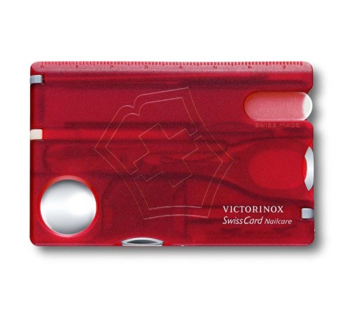 Швейцарская карточка VICTORINOX SwissCard Nailcare, 13 функций, полупрозрачная красная