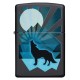 Зажигалка ZIPPO Wolf and Moon с покрытием Black Matte, латунь/сталь, чёрная, матовая, 38x13x57 мм