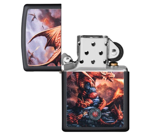 Зажигалка ZIPPO Anne Stokes с покрытием Black Matte, латунь/сталь, чёрная, матовая, 38x13x57 мм