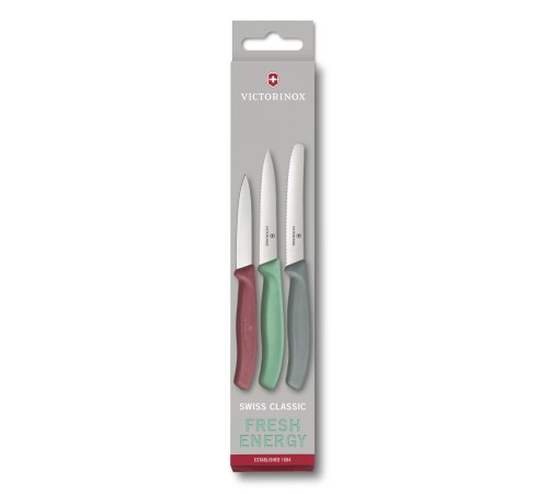 Набор из 3 ножей для овощей и фруктов VICTORINOX Swiss Classic Fresh Energy, в картонном блистере