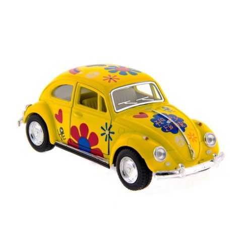 Машина Kinsmart 1967 Volkswagen Classical Beetle with printing инерция (1/12шт.) 1:32 б/к