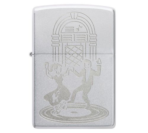 Зажигалка ZIPPO Vintage Dance с покрытием Satin Chrome, латунь/сталь, серебристая, 38x13x57 мм
