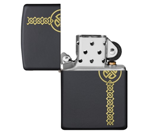 Зажигалка ZIPPO Celtic Design с покрытием Black Matte, латунь/сталь, чёрная, матовая, 38x13x57 мм