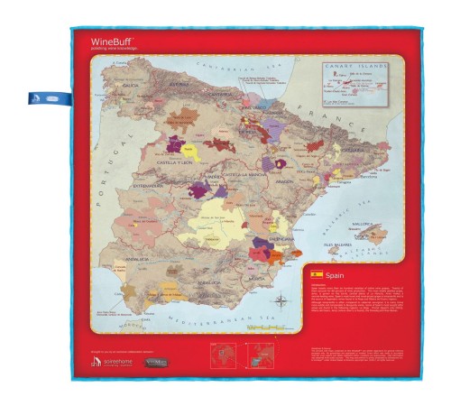 Салфетка из микрофибры для натирки стекла Soiree Home Spain Wine Map