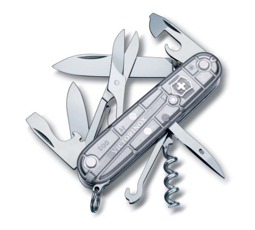 Нож перочинный VICTORINOX Climber, 91 мм, 14 функций,  полупрозрачный серебристый