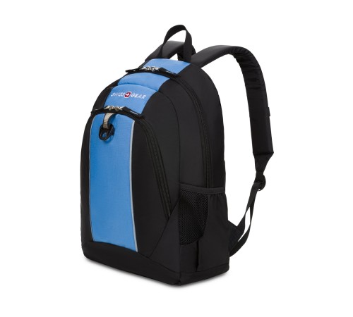 Рюкзак SWISSGEAR, чёрный/голубой, полиэстер 420D, 32х14х45 см, 20 л