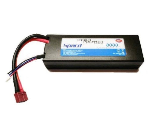 Аккумулятор Li-Po Spard 8000mAh, 7,4V, 25C, T‐plug для Remo Hobby и Himoto 1/10, 1/8
