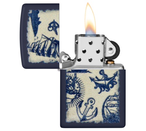 Зажигалка ZIPPO Nautical Design с покрытием Navy Matte, латунь/сталь, синяя, матовая, 38x13x57 мм