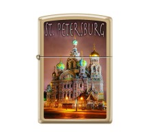 Зажигалка ZIPPO Храм Спаса-на-Крови, с покрытием High Polish Brass, латунь/сталь, 38x13x57 мм