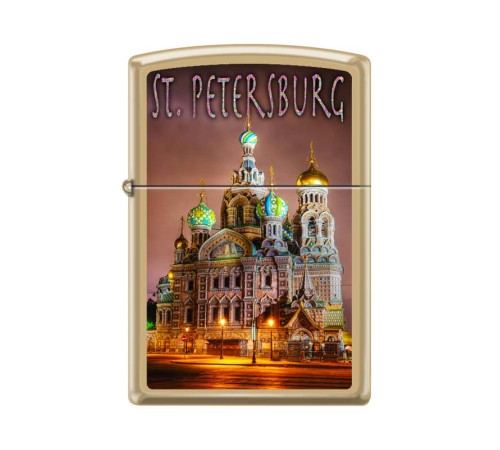 Зажигалка ZIPPO Храм Спаса-на-Крови, с покрытием High Polish Brass, латунь/сталь, 38x13x57 мм