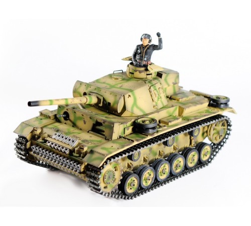 Р/У танк Taigen 1/16 Panzerkampfwagen III (Германия) дым, свет (для ИК боя) V3 2.4G RTR камуфляж