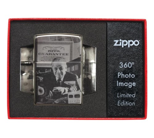 Зажигалка ZIPPO George Blaisdell с покрытием Black Ice®, латунь/сталь, чёрная, 36х12х56 мм