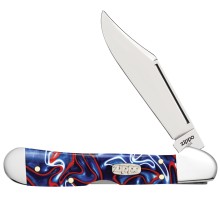 Нож перочинный ZIPPO Patriotic Kirinite Smooth Mini Copperlock, 92 мм, синий + ЗАЖИГАЛКА ZIPPO 207