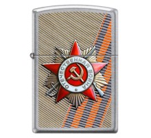 Зажигалка ZIPPO День победы с покрытием Street Chrome™, латунь/сталь, серебристая, 38x13x57 мм