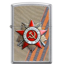 Зажигалка ZIPPO День победы с покрытием Street Chrome™, латунь/сталь, серебристая, 38x13x57 мм