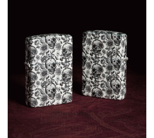 Зажигалка ZIPPO Skeleton с покрытием Glow in the Dark Green, латунь/сталь, серая, 38x13x57 мм