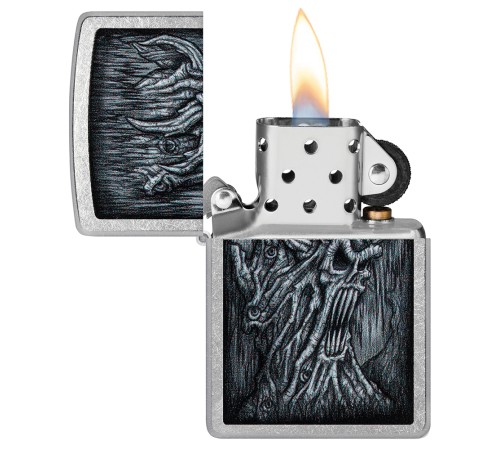 Зажигалка ZIPPO Evil Tree с покрытием Street Chrome, латунь/сталь, серебристая, 38x13x57 мм