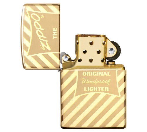 Зажигалка ZIPPO Vintage Box Top с покрытием High Polish Brass, латунь/сталь, золотистая, 38x13x57 мм