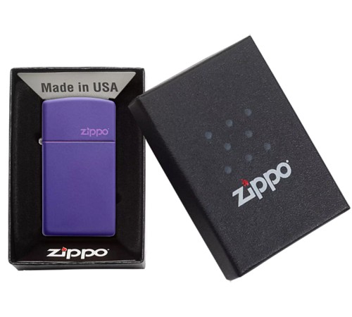 Зажигалка ZIPPO Slim® с покрытием Purple Matte, латунь/сталь, фиолетовая, матовая, 29x10x60 мм