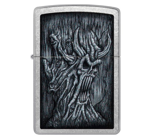 Зажигалка ZIPPO Evil Tree с покрытием Street Chrome, латунь/сталь, серебристая, 38x13x57 мм