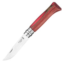 Нож Opinel №08, нержавеющая сталь, ручка из березы, красная  ручка, 002390