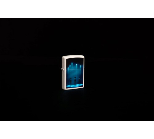 Зажигалка ZIPPO Aliens Design с покрытием Glow In The Dark Green, латунь/сталь, белая, 38x13x57 мм